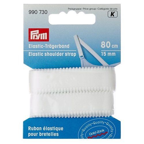 Ruban élastique pour bretelles, 15mm, blanc, 80cm prym 990730