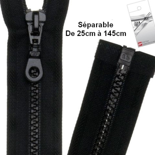 Fermeture eclair 140cm noire séparable pour blouson de la marque eclair-prestil z54.