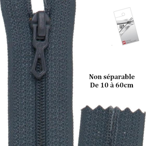 Fermeture éclair gris foncé non séparable 55cm de la marque eclair prestil z51