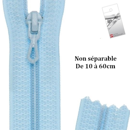 Fermeture eclair bleu azur layette 45cm non séparable z51 pour jupe, robe, coussin...
