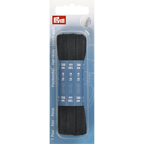Lacets plats 8mm 120cm noirs coton prym 974730