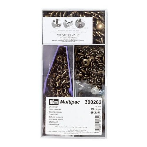 100 boutons pression anorak laiton antique 15 mm prym 390262