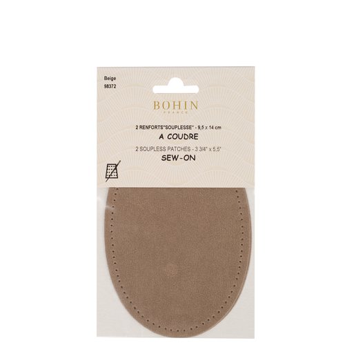 Renforts coudes et genoux beige imitation daim à coudre 9,5 cm x 14 cm bohin 98372