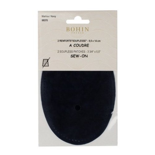 Renforts coudes et genoux marine imitation daim à coudre 9,5 cm x 14 cm bohin 98370