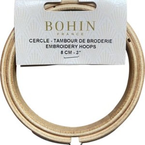 Tambour à broder en bois 8cm avec vis de serrage en laiton bohin 98634