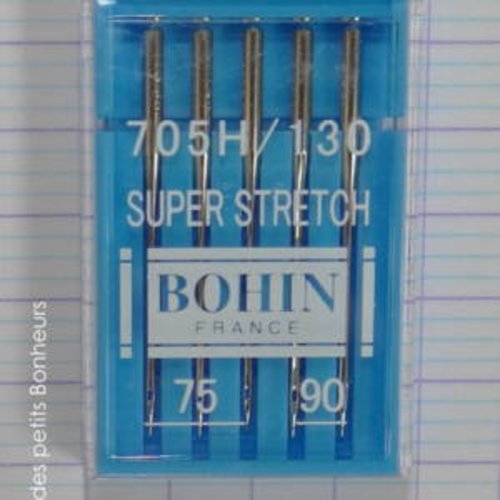 5 aiguilles super stretch  pour machine à coudre - bohin -