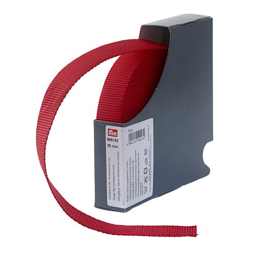 10m sangle rouge pour sacs de randonnées largeur 25mm prym 965163