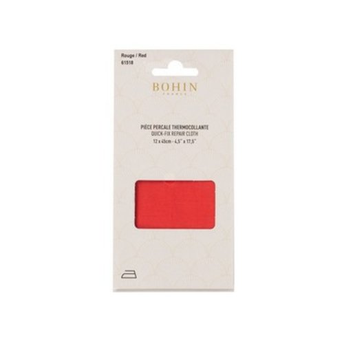 Percale thermocollante pour réparations - 100% percale de coton - 12 x 45 - rouge bohin 61518