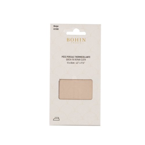 Percale thermocollante pour réparations - 100% percale de coton - 12 x 45 - beige bohin 61530