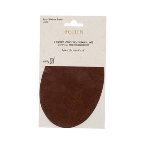 Renforts coudes et genoux  - thermocollants - imitation daim - 9,5 x 14 cm brun bohin 61630