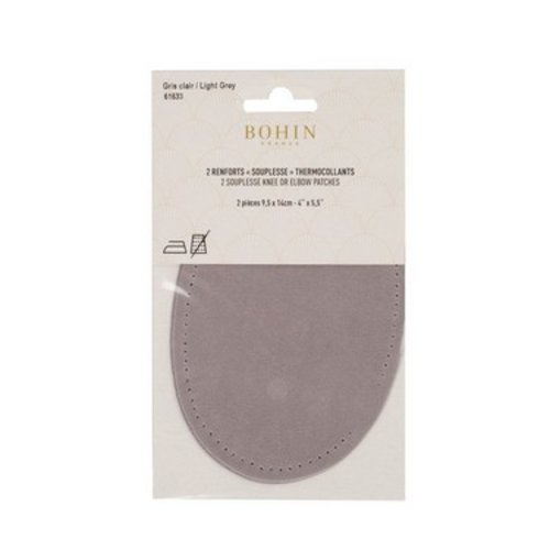 Renforts coudes et genoux  - thermocollants - imitation daim - 9,5 x 14 cm gris clair bohin 61633