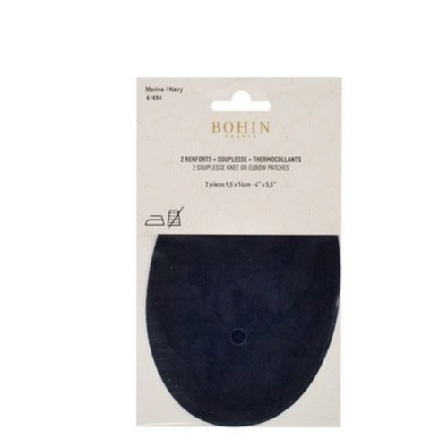 Renforts coudes et genoux  - thermocollants - imitation daim - 9,5 x 14 cm marine bohin 61654