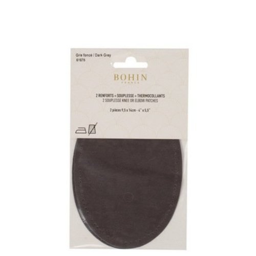 Renforts coudes et genoux  - thermocollants - imitation daim - 9,5 x 14 cm gris foncé bohin 61678