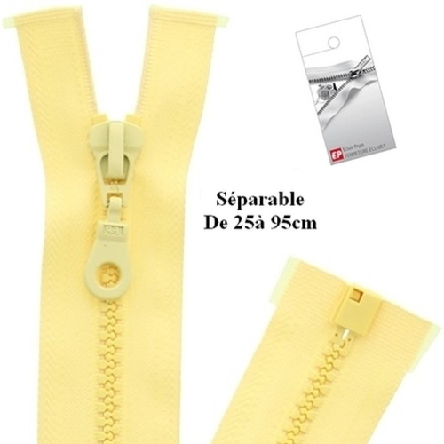 Fermeture eclair 80cm jaune paille pour blouson de la marque eclair-prestil z54.