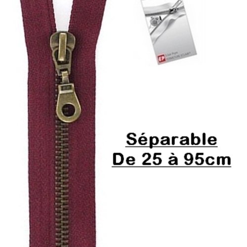 Fermeture eclair 70cm bordeaux séparable pour blouson de la marque eclair-prestil z19