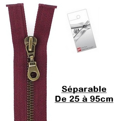 Fermeture eclair 50cm bordeaux séparable pour blouson de la marque eclair-prestil z19