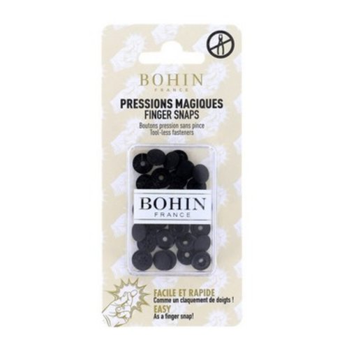Pressions magiques - boutons pression sans pince - 9 mm - noir bohin 71702