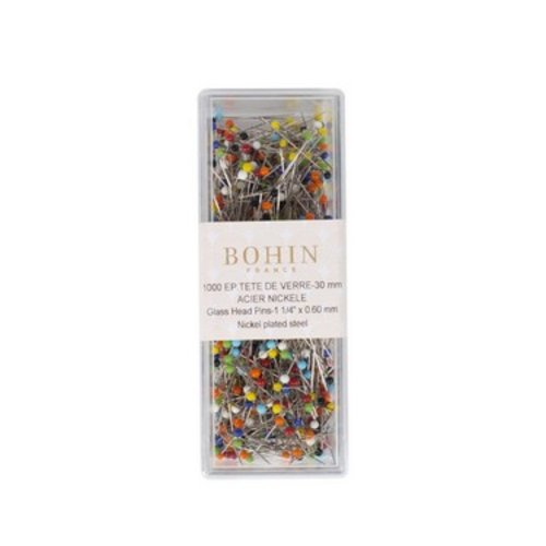 1000 épingles à tête de verre extra-fines m7 30 mm assortiment bohin 26595