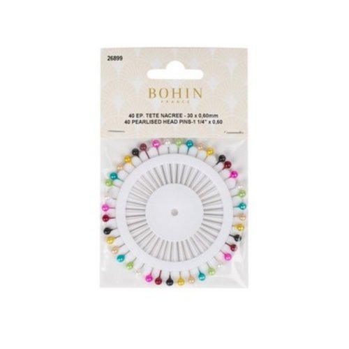 40 épingles à tête plastique "nacrée" 30 mm assortiment bohin 26899