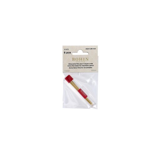 Recharge de mines pour crayon craie x 6 jaune bohin 91476