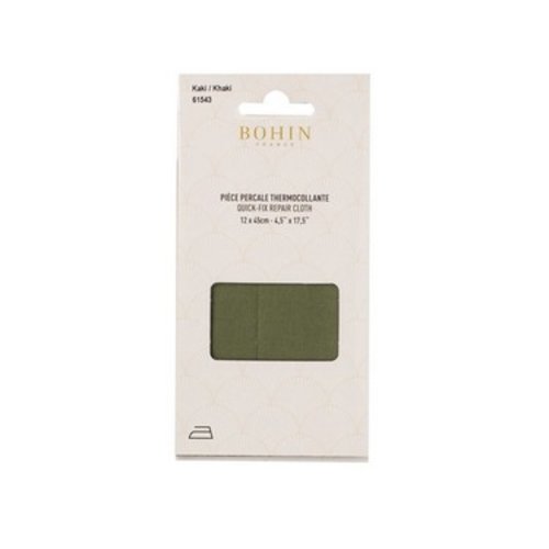 Pièce de réparation thermocollante 100% percale de coton kaki bohin 61543