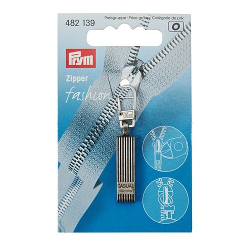 Tirette pour fermeture eclair prym - modèle casual argent antique