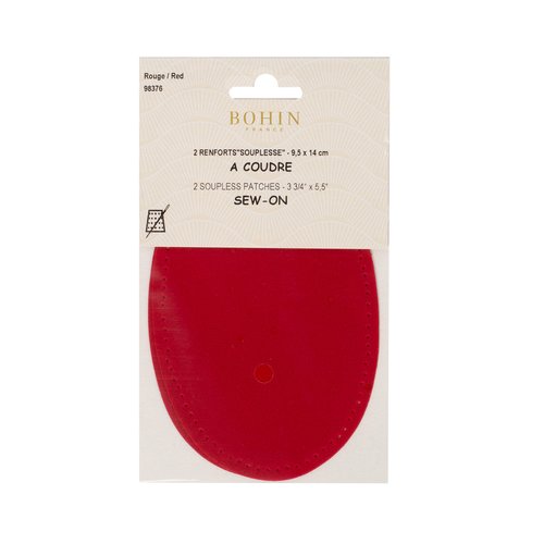 Renforts coudes et genoux rouge imitation daim à coudre 9,5 cm x 14 cm bohin 98376