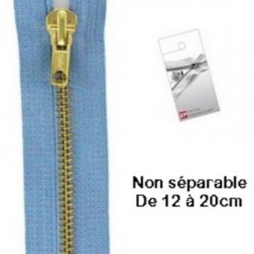 Fermeture eclair métal bleu ciel 18cm non séparable pour jean's de la marque eclair prym z14