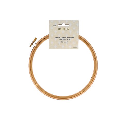 Tambour à broder en bois 18.5cm avec vis de serrage en laiton bohin 98636