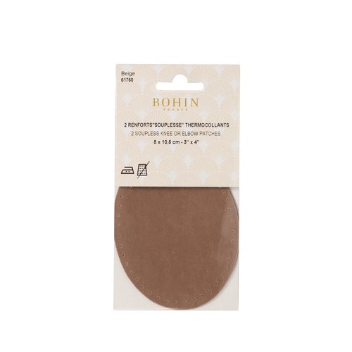 Renforts coudes et genoux beige imitation daim thermocollants 8 cm x 10.5 cm bohin 61760