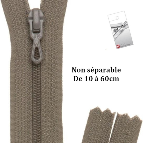Fermeture éclair grège non séparable 40cm de la marque eclair prestil z51
