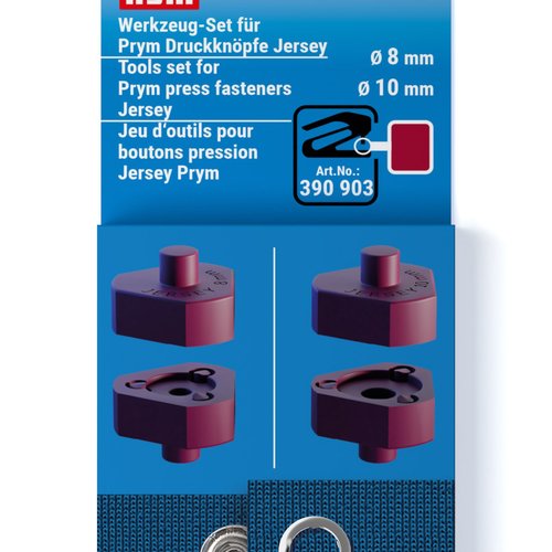Jeu d'outils pour boutons pression jersey prym, 8 et 10 mm prym 673134