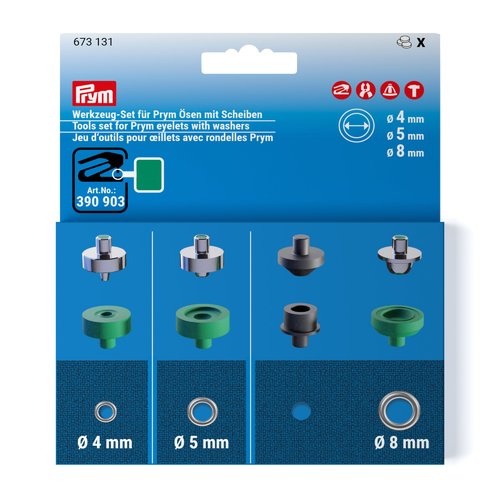 Jeu d'outils pour œillets avec rondelles 4, 5 et 8 mm prym 673131