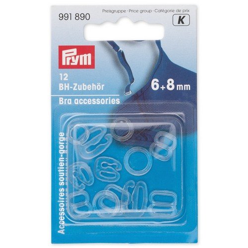 Accessoires soutien-gorge, assortiment de 6 et 8mm, transparent prym 991890