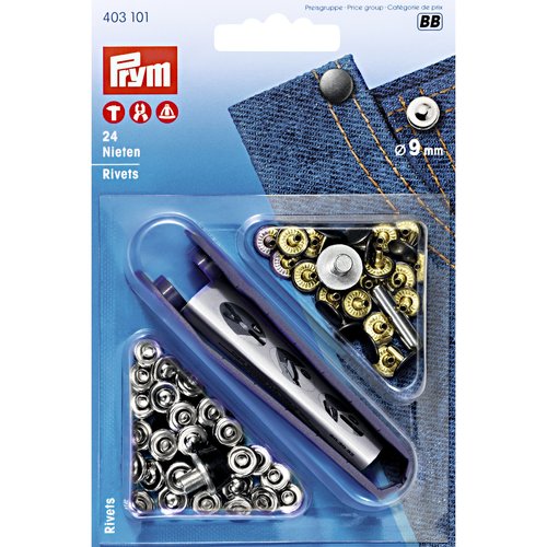 24 rivets jeans argent et noir - prym 403101