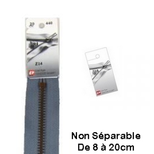 Fermeture eclair métal grise 15cm non séparable pour jean's de la marque eclair prym z14