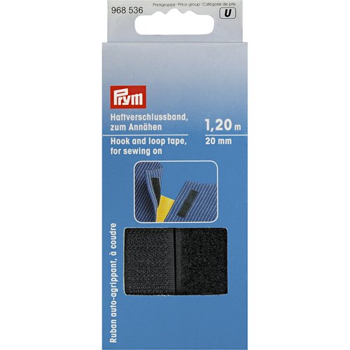 Ruban auto-agrippant à coudre 20mm noir prym 968536