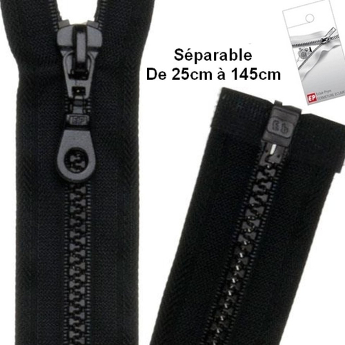 Fermeture eclair 90cm noire séparable pour blouson de la marque eclair-prestil z54.