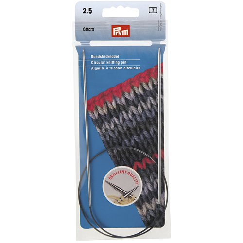 Aiguilles à tricoter circulaires, 60cm, 2,50mm, laiton argenté prym 212112