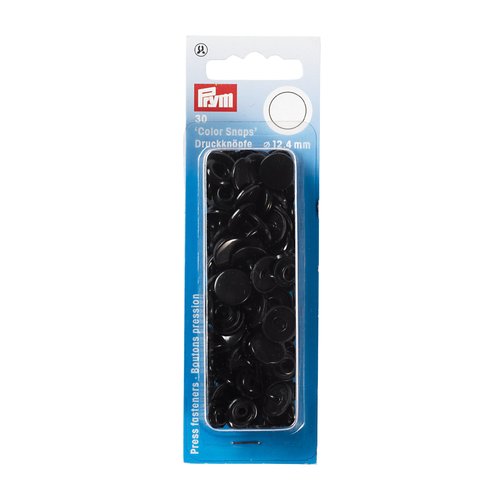 30 boutons pression prym rond noir color snaps 393105