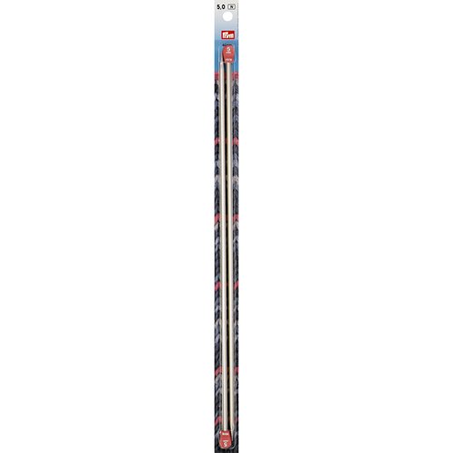 Aiguilles à tricoter à boule aluminium argenté n°5 40cm prym 191613