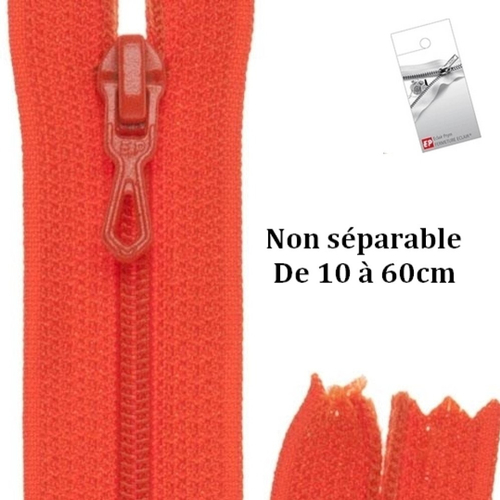 Fermeture eclair orange 20cm non séparable z51 pour pantalon et jupe