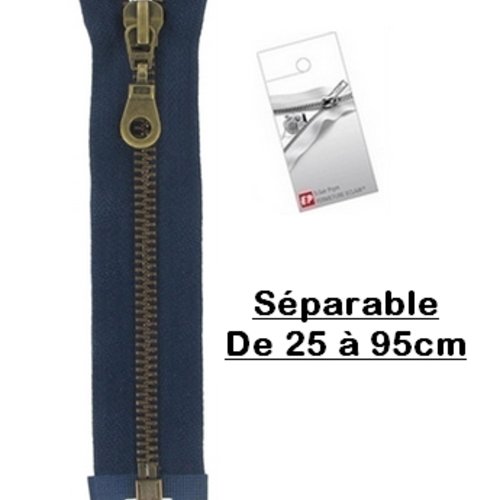 Fermeture eclair 60cm bleu marine séparable pour blouson de la marque eclair-prestil z19