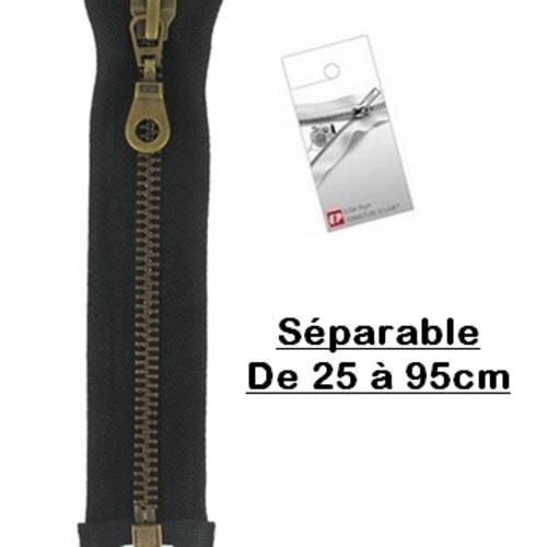 Fermeture eclair 55cm noire séparable pour blouson de la marque eclair-prestil z19