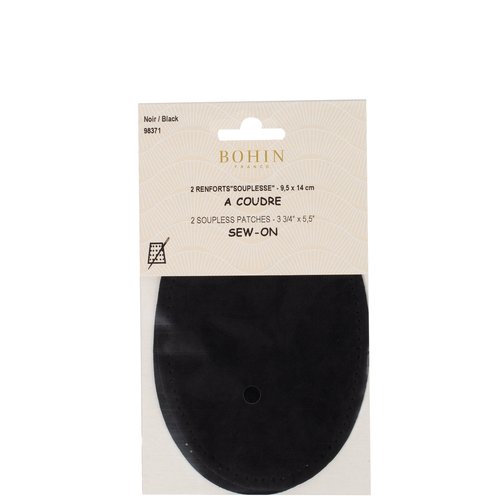 Renforts coudes et genoux noir imitation daim à coudre 9,5 cm x 14 cm bohin 98371