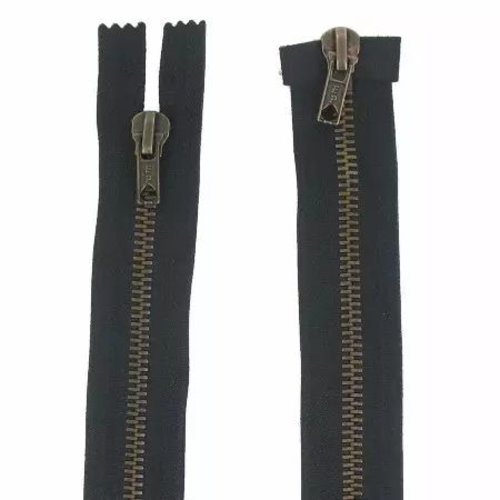 Fermeture eclair métal double curseur séparable noire 65 cm eclair-prestil z18