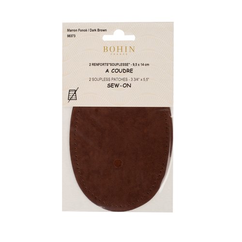 Renforts coudes et genoux marron imitation daim à coudre 9,5 cm x 14 cm bohin 98373