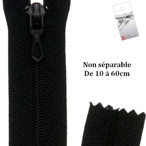 Fermeture eclair noire 55cm non séparable z51 pour pantalon et jupe
