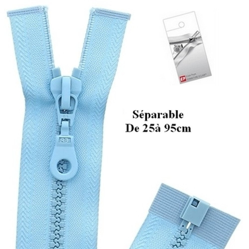 Fermeture eclair 70cm bleu layette séparable pour blouson de la marque eclair-prestil z54.