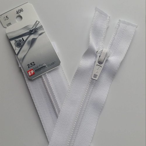 Fermeture eclair blanche séparable spirale 65cm z52